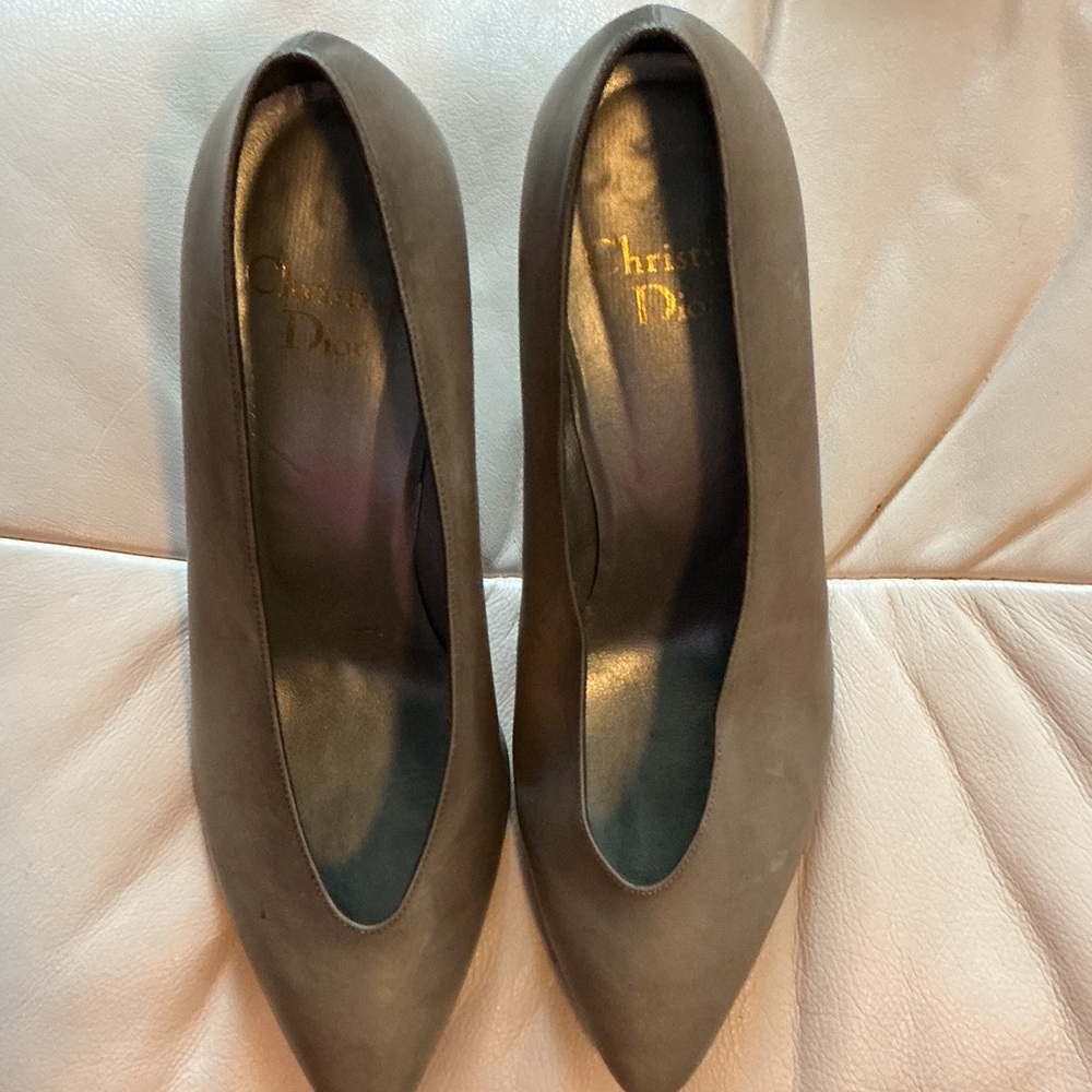 Christian Dior Women's Elegant Tan Taupe Leather Heels